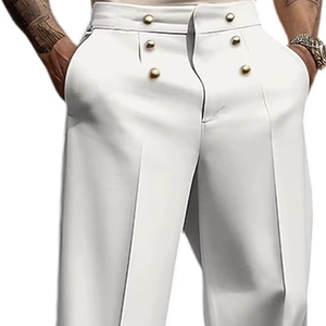 Pantalons décontractés à jambes larges pour hommes, style old money, plissés, vintage, coupe décontractée, pantalon de travail, vente en gros - Product Image 1