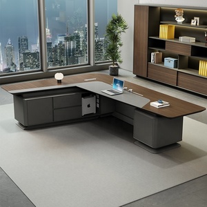 Modern L Shaped Executive Desk Wooden Computer <b>Office</b> Table Custom Management Panel Workstation Easy Assembly - Product Image 3