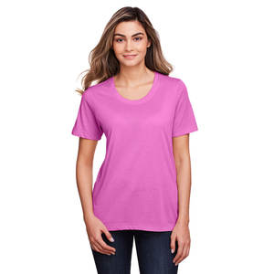 Camisetas de verano para mujer, camisetas de manga corta con cuello redondo holgadas de corte Regular, decoración de botones con patrón estampado de Spandex ecológico - Product Image 1