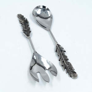 Servidor de ensalada de metal con diseño de hoja hecho a mano para restaurante, hotel, hogar, al mejor precio con personalización - Product Image 2