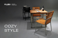 Table à manger moderne en bois massif écologique avec pieds en acier inoxydable pour hôtels, restaurants, écoles et hôpitaux