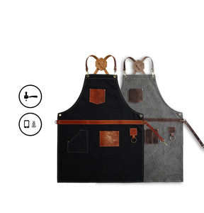 Tabliers de cuisine en toile en cuir Tablier de chef styliste Grill Restaurant Bar Boutique Cafés Tablier de beauté AAA-0001B - Product Image 3