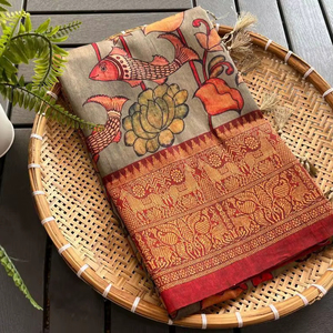 Diseñador de impresión digital Lo último en lino Fancy Saree Party Festival Ropa de boda para mujeres Niñas Ropa exclusiva con blusa étnica - Product Image 1