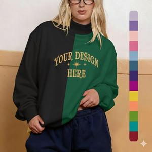 Mujeres personalizadas Otoño/Invierno sólido Casual negro sudaderas largas de gran tamaño de peso pesado Mock Neck poliéster/algodón - Product Image 1