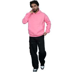 Felpa con cappuccio rosa pastello per uomo in pile di cotone con cappuccio Casual Streetwear pronto a spedire nessuna tariffa consegna rapida - Product Image 6