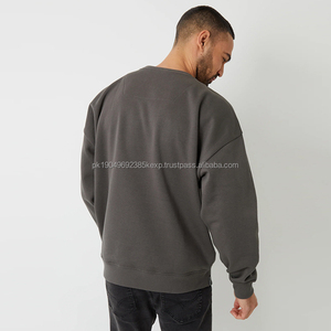 เสื้อสเวตเตอร์คอกลมผ้าฟลีซสำหรับผู้ชายเสื้อสเวตเตอร์คอกลมผ้าคอตตอนสีเทาแบบปรับขนาดได้สำหรับผู้ชายและ100% - Product Image 2