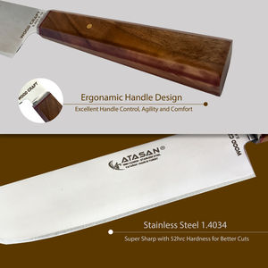 2024 Japonesa nakiri มีดเชฟ9นิ้วคมมากซาซิมิมีดด้ามไม้มีดทำครัวมืออาชีพใบมีดสแตนเลส - Product Image 3