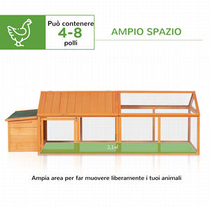 Gallinero de Madera PawHut para 4-8 Gallinas con Malla de Alambre y Techo Abatible, 240x112,5x76 cm, Naranja - Product Image 4