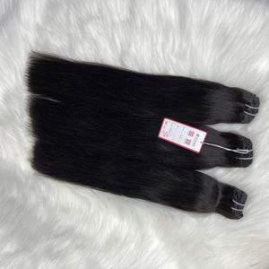 Extensions de cheveux humains vierges crus vietnamiens noirs de 18 pouces Trame de machine à coudre droite Yaki à double tirage - Product Image 4