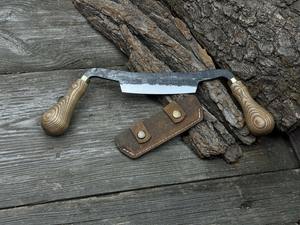 Couteau à lame incurvée forgé à la main en acier au carbone, manche ergonomique en frêne, avec gaine, lame tranchante. Outil de sculpture sur bois - Product Image 2