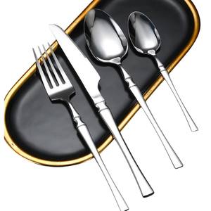 5 Pieces Stainless Steel Gold <b>Flatware</b> <b>Set</b> Modern Design Wood Handle Cutlery <b>Set</b> Hotel Restaurant Wedding Silverware Gift <b>Set</b> - Product Image 3