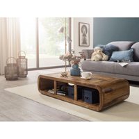 Table basse élégante en bois massif courbé et armoires de salon de style farmhouse moderne - Meubles uniques