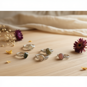 Bohemian Style Gemstone <b>Rings</b> Bezel Setting Inlay Technology for Gift - Product Image 3