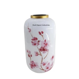 Nouveauté Vase à fleurs en métal décalcomanie émail fini Vase de forme personnalisée pour la décoration de table de fête de mariage à la maison - Product Image 5