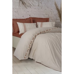 Juego de Funda Nórdica Doble Cotton Box Candy Ranforce, Color Beige Merri, Diseño Sólido con Técnica de Costura para Uso Doméstico - Product Image 1