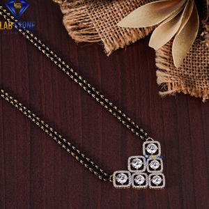 3.672 TDW diamant taille ronde or jaune Mangalsutra par Labstone/Mangalsutra féminin/couleur EF-VS - Product Image 5