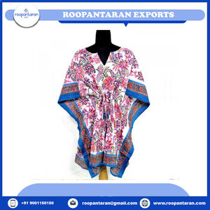 Women's Free <b>Size</b> Straight Silhouette <b>Kaftan</b> Fashionable Pure Cotton Hand Block Printed Beachwear ODM Supply at Best Price - Product Image 6
