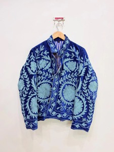 Chaqueta de terciopelo estilo chino con bordado floral, cuello mandarín, manga larga, ropa exterior informal para adultos, ropa de invierno - Product Image 1