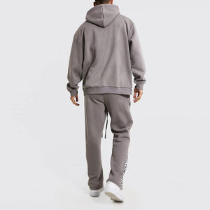 Vêtements décontractés Streetwear ample vierge hommes ensemble de survêtement de haute qualité couleur unie logo personnalisé impression hommes survêtements évasés - Product Image 2