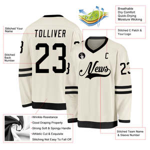 Maillot de hockey sur glace pour homme sur mesure, sublimation par transfert thermique, étiquette privée, 100% polyester, col en V, manches longues, uniforme d'équipe unisexe - Product Image 2