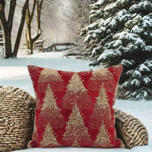 Colección navideña Fundas de tela de cojín con cuentas tejidas ecológicas Decoración del hogar sostenible y elegante - Product Image 3