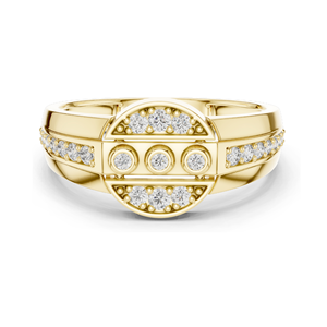 Bague pour femme à trois pierres en diamant de culture, clarté VVS-VS, 0,322 CT, disponible en or 18 carats, 14 carats, 10 carats et argent 925, rose - Product Image 3