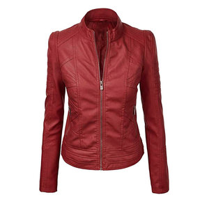 Veste en cuir tricoté de qualité supérieure, décontractée, élégante, nouvelle tendance, style zippé, pour femme, hiver, col rabattu, séchage rapide - Product Image 1