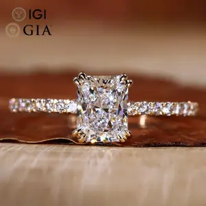 Custom Gia Igi Certified Vvs Cvd Lab Grown Created Diamond 10k 14k 18k Gold Radiant Cut Engagement Ring 1 2 3 4 Ct Carat 3ct 4ct