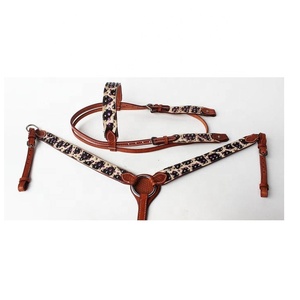 Asequible cuero occidental una oreja Headstall de pecho y cuello con hardware de acero inoxidable al por mayor fabricante proveedor - Product Image 1