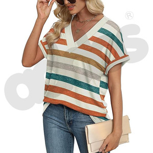 T-shirt décontracté surdimensionné pour femme personnalisé Jersey de haute qualité avec logo brodé Motif uni Taille plus - Product Image 4