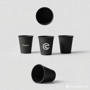 Vaso de papel negro ecológico con diseño impreso en blanco 12 oz 50 paquetes desechables y elegantes - Product Image 5