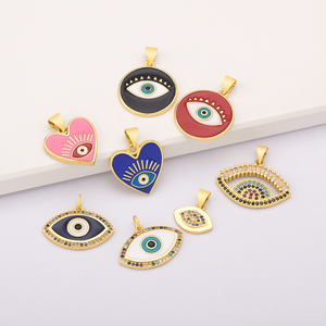 Venta al por mayor Eye of Evil Series colgante encantos chapado en oro esmalte multicolor piedra <span class=keywords><strong>para</strong></span> collar fabricación <span class=keywords><strong>de</strong></span> joyas - Product Image 1