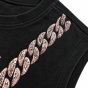 Camiseta sin mangas negra personalizada al por mayor para hombre, estilo urbano, con estampado de cadena - Product Image 5