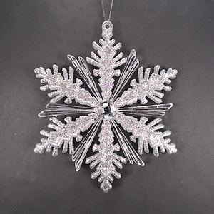Vente en gros Décoration de maison suspendue pour Noël et le nouvel an Ornement de flocon de neige en acrylique argenté clair - Product Image 1