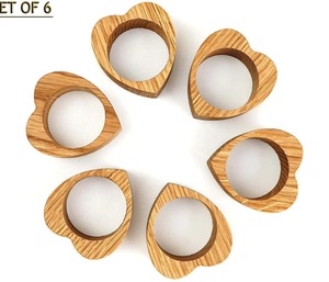 Servilletero de corazón de madera para Decoración de mesa rústica, bodas, eventos, fiestas, Hotel, comedor, acento romántico hecho a mano - Product Image 2