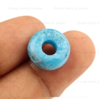 Perles de pierres précieuses en quartz turquoise naturel poli brillant, forme rondelle, lisses, bleu doré, 14x8mm, certifiées par un tiers pour la bijouterie