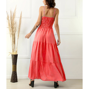 Femmes décontracté solide moulante robe mi-longue Floral Empire taille tissé respirant antistatique ceinture doux froncé pour le printemps été - Product Image 3