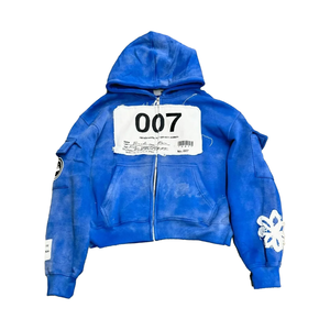 Sweat à capuche pour hommes avec broderie de détresse et transfert en éponge française Bling Rinestoned épais personnalisé avec logo - Product Image 1