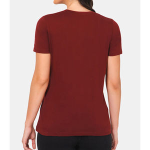 100% algodón sólido Casual cuello redondo manga corta transpirable verano Mujer camiseta personalizable - Product Image 4