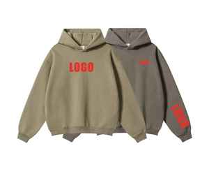 Sudadera con capucha de invierno de peso pesado de algodón 100% para hombre, diseño de gran tamaño transpirable con logotipo de impresión de soplo personalizado, teñido liso - Product Image 1