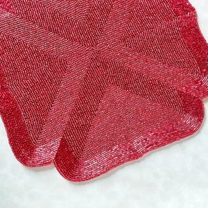 ที่รองจานลูกปัดแก้วสีแดงเบอร์กันดีสุดหรูงานเลี้ยงสังสรรค์ในครอบครัวของตกแต่งคริสต์มาสโต๊ะรับประทานอาหารรูปแบบทึบ - Product Image 4