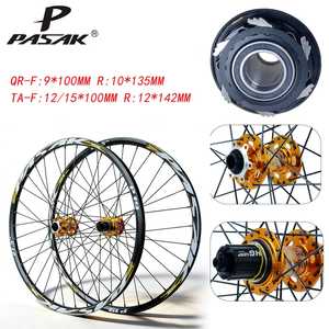 Jeu <span class=keywords><strong>de</strong></span> roues <span class=keywords><strong>VTT</strong></span> 26/27,5/29 <span class=keywords><strong>pouces</strong></span> en aluminium, 4 roulements, <span class=keywords><strong>axe</strong></span> traversant à dégagement rapide, moyeu HG 12 vitesses six boulons, <span class=keywords><strong>roue</strong></span> <span class=keywords><strong>de</strong></span> vélo <span class=keywords><strong>de</strong></span> montagne - Product Image 2