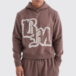 Ensemble de sweat-shirt à capuche marron pour homme, coupe régulière, en polaire, couleur unie, décontracté, pour l'automne, avec poche - Product Image 5