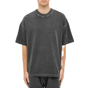 100% coton Vintage lavage personnalisé hommes à manches courtes T-Shirt noir pour homme rétro vente en gros blanc acide lavage plaine T-Shirt logo personnalisé - Product Image 1