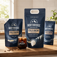 Sachet de café froid AT PACK 3L, sachet de concentré de café imprimé sur mesure avec bec verseur pour emballage de boissons prêtes à boire