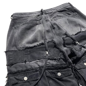 Lupin รู้สึกถึงคุณภาพสูงของผู้ชายที่ซ้อนกันการออกแบบครั้งแรกกางเกงยีนส์ทรงหลวมซีดจางปริมาณน้ำหนักเบา - Product Image 2