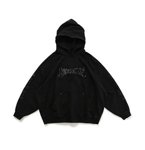 OEM Hoodie Sweat Suit Winter Rhinestone <b>Y2K</b> <b>Streetwear</b> Vintage Acid Wash Distressed Embroidery Logo Custom Embossed 100% Cotton - Product Image 2