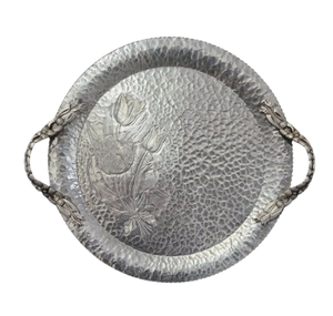 Plateau en aluminium élégant fabriqué à la main avec poignée infinie Décor de table de ferme en métal coulé pour les fêtes de mariage et les cadeaux - Product Image 6