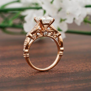 แหวนเพชรโมอิส1.50 CT สำหรับผู้หญิงแหวนหมั้นสไตล์วินเทจประดับเพชรสำหรับเป็นของขวัญแต่งงาน - Product Image 5