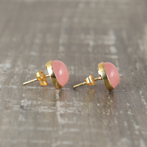 925 argent Sterling Rose Quartz boucle d'oreille pour les femmes élégant rose pierres précieuses plaqué or lunette réglage pour les mariages anniversaires - Product Image 2